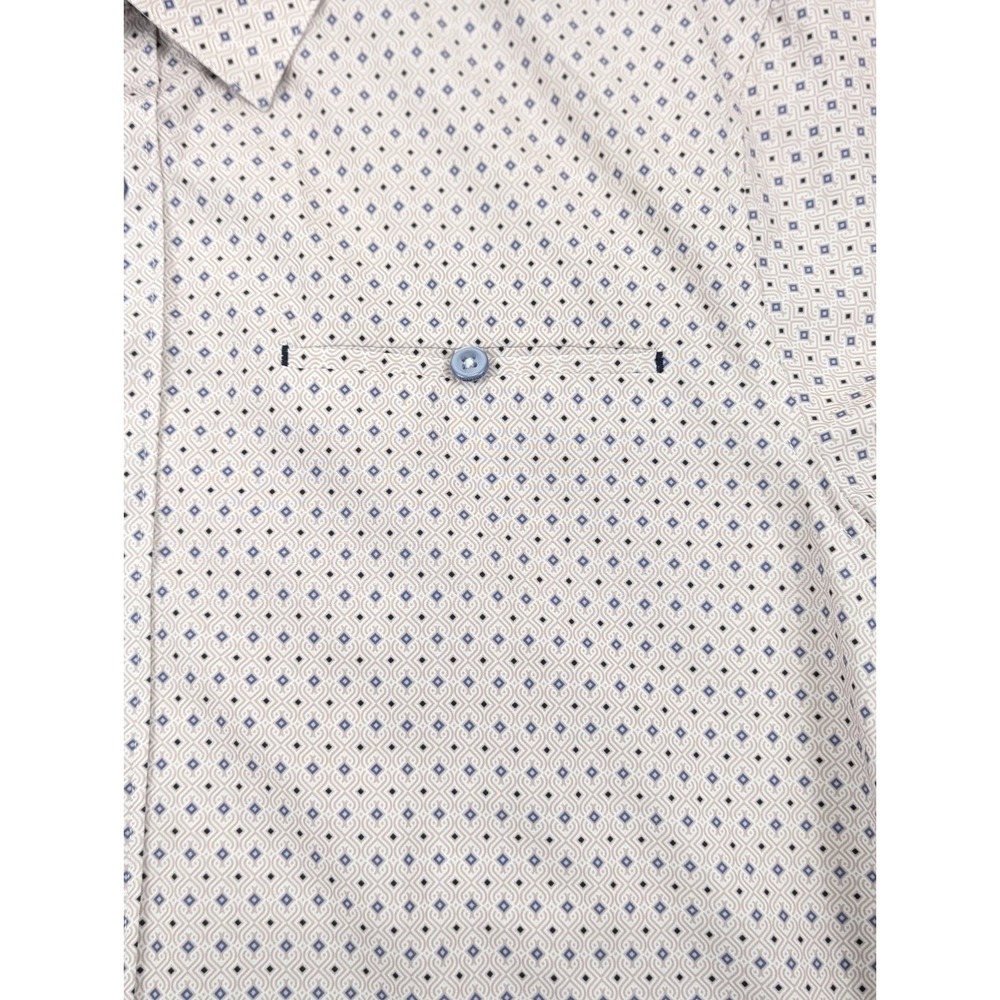 7 Diamonds Shirt Mens Medium 4 Way Stretch Pink Blue Algorithm Short Sleeve - Picture 7 of 10